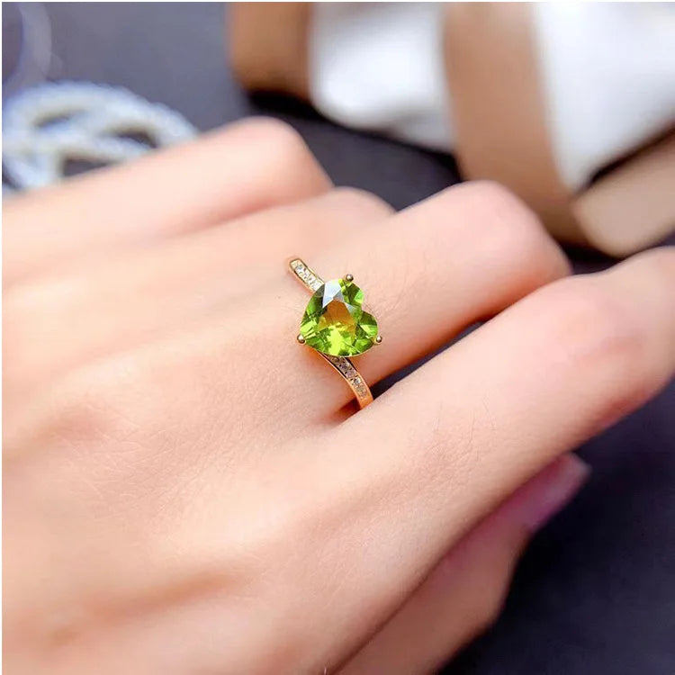 Green Diamond Index Finger Ring Personalized Simple Opening Adjustable Zircon Heart Ring Couple Wedding Rings Jewelry