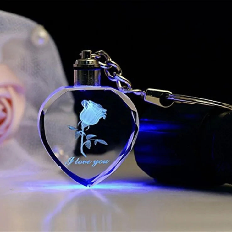 Guangzhou Wholesale Healing Crystal Heart Keychain LED Light Keychain Pendant Decorations