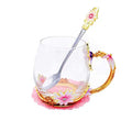 Wholesale Gift Box Wedding Creative Enamel Glass Mug Flower Tea Coffee Water Milk Glass Cup
