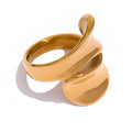 JINYOU 1222 Waterproof Golden Stainless Steel Statement Ring for Women Unique Design Fashion Charm Trendy Personalized Jewelry