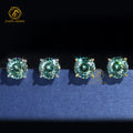 Pass Diamond Tester Gra Certicaite Design Lab Diamond Hip Hop 8mm  Blue Green Portuguese Cut Moissanite Stud Earring