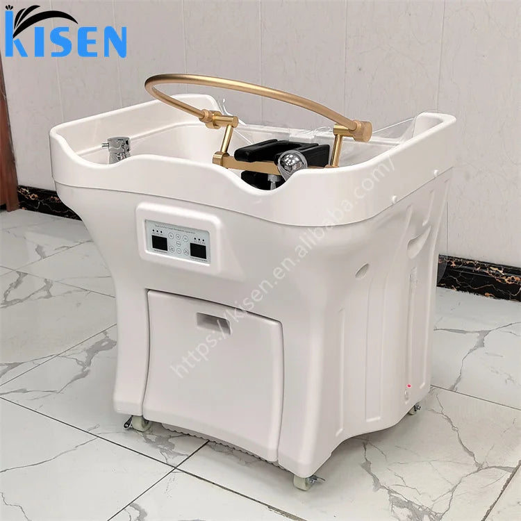 Kisen Luxury Head Spa Therapy Hair Washing No Plumbing Portable Shampoo Basin Sink With 50L Water tank and 25L Dirty Water tank