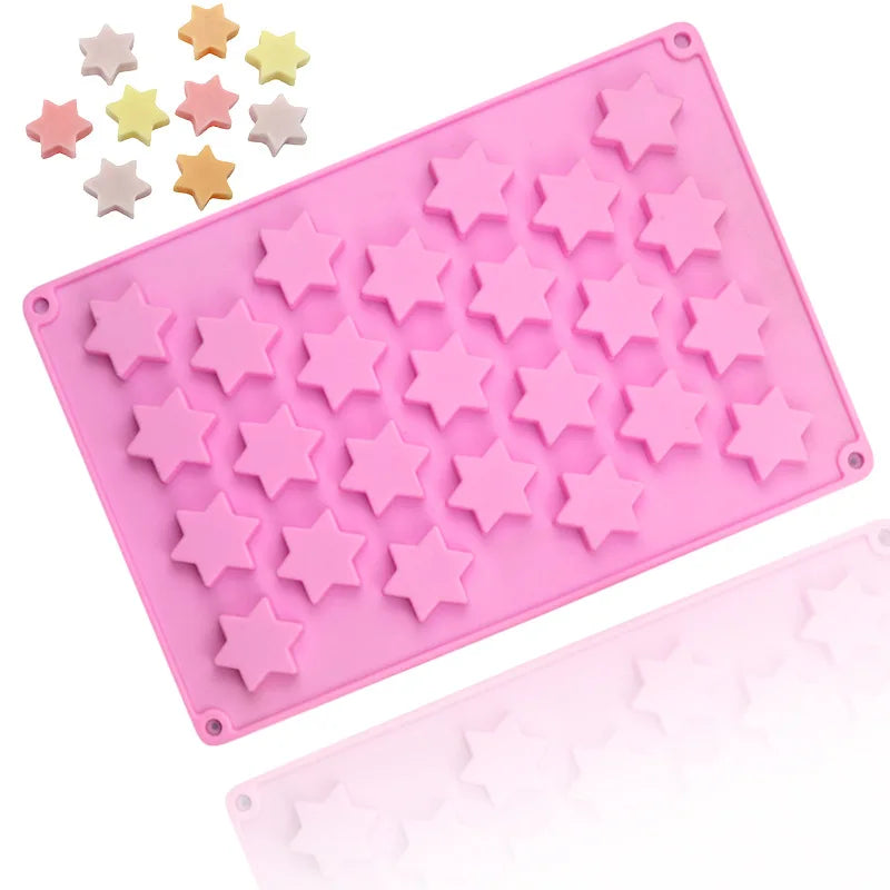 25-Cavity Mini Star Silicone Chocolate Mold BPA Free Star Shaped Biscuit Candy Mould Cake Tools