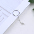925 Sterling Silver Long Chain Adjustable Ball Beads Opening Rings for Women Bague Anillos Jewelry