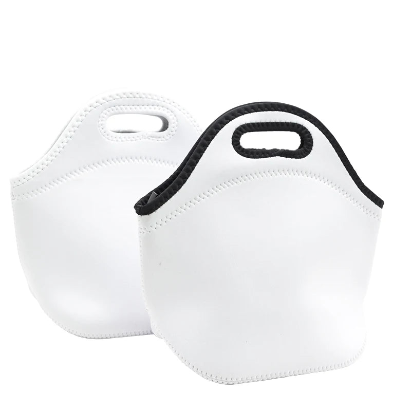 Wholesale Custom Logo 4 mm Soft Neoprene Sublimation Blank White Reusable Thermal Lunch Tote Cooler Bag for Kids Adults