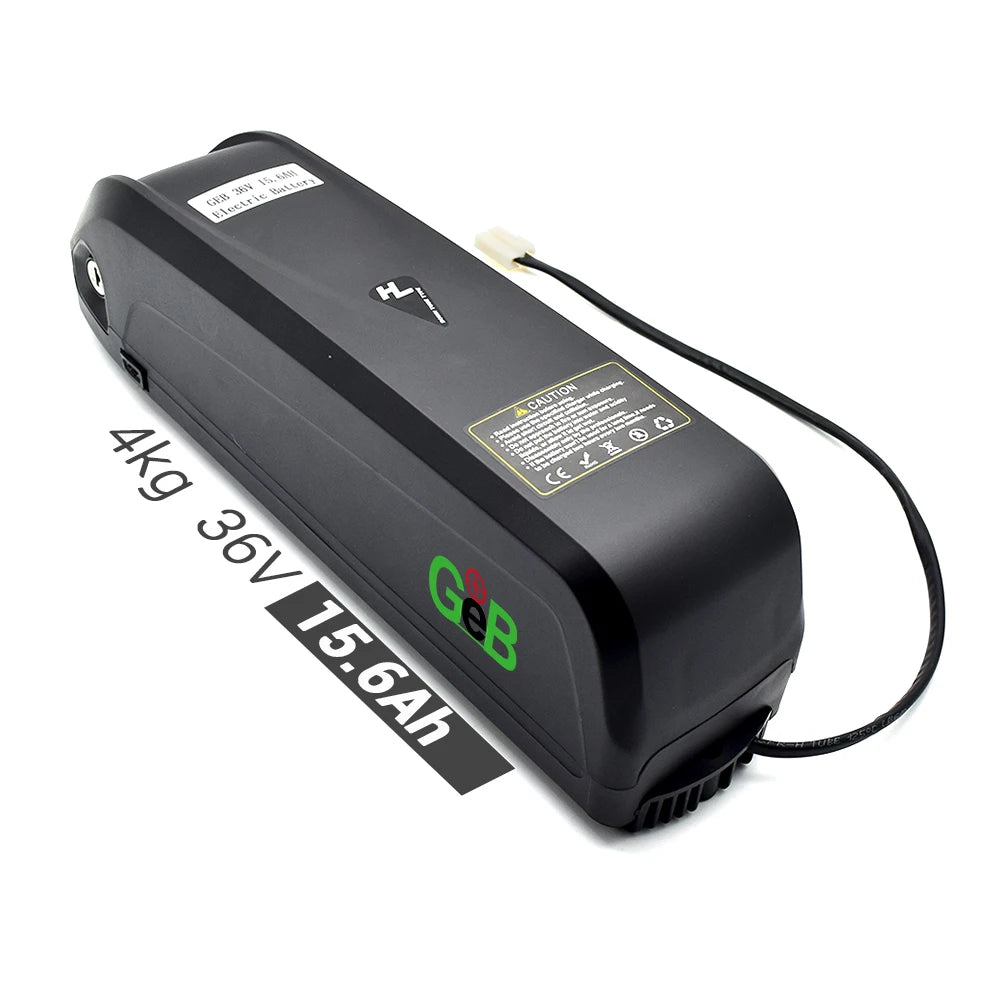 GEB 36V 17.5Ah Ebike/E-scooter Lithium Battery Pack 500W Model 36V 16Ah 365x90x90mm 4.5kg CE Certified