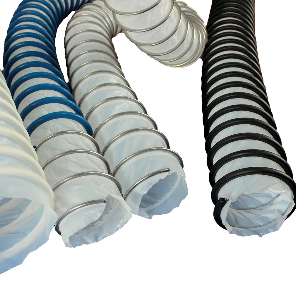 Industrial Style Flexible Strong Acid Alkali Resistant 10m PTFE Spiral Air Duct Hose Easy Install for Outdoor Ventilation