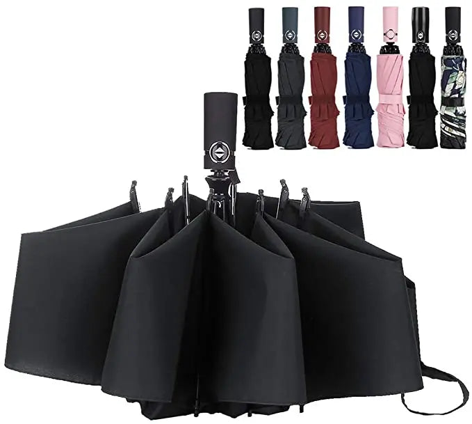 Auto Foldable Umbrella Luxury Travel Umbrella Minimalist Design Windproof Straight Stick Promotional Umbrella
