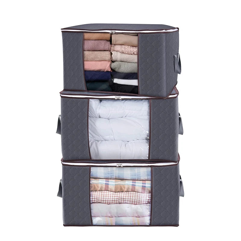 Large Capacity Clothes Storage Bag Organizer with Reinforced Handle Thick Fabric for Comforters Blankets Foldable with Zipper