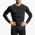 Autumn Compression Skinny Long Sleeve T Shirt Mens Sports T-Shirt Bodybuilding Fitness Tee Tops Quick Dry Tight Gym Clothing