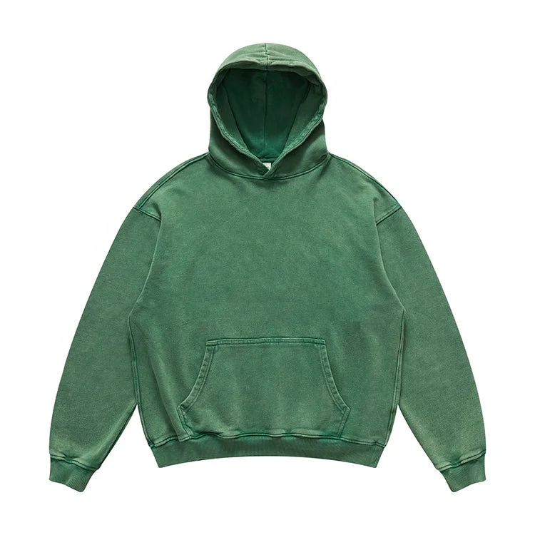 Garment Dye Pigment Acid Stone Washed Hoodie Vintage Custom Logo Plain Men Streetwear Pullover