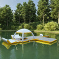 Wholesale Price Customized DWF Summer Water Inflatable Floating Island Dock Inflatable Floating Leisure Platform With Tent
