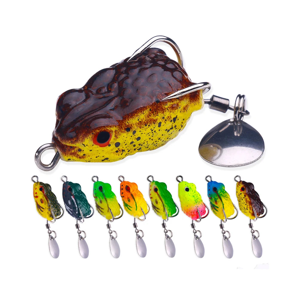 2.5cm 3.4g Small Frog Lure with Metal Blade Tail Long Cast Frog Lure Black Color Frog Bait Fishing Lure Bass Bait Fr