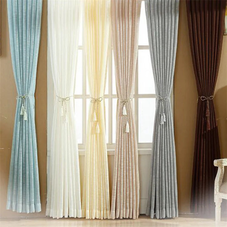 Factory Cheap 100% Polyester Solid Colors Sheer Curtain Woven Curtain Voile Fabric Sheer Curtains for Hotel
