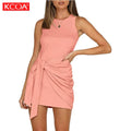 Custom Logo Pure Color Bowknot Waist Belt New Arrivals Cotton Woman Midi Dresses
