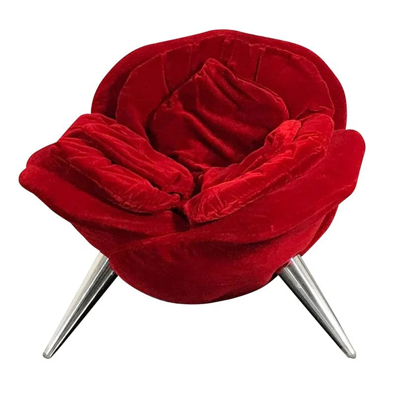 Modern White Accent Chairs Contemporary Flower Shape Rose Velvet Leisure Dining Bar Hotel Furniture for Living Room Home