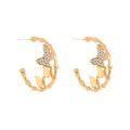 Fashion Temperament Hollow Out C Shaped Earrings for Women Simple Bamboo Ring Creative Butterfly Stud Earrings Jewelry