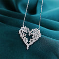 Huitan Shining Bling Silver Plated Heart Jewelry Women 5A Diamond Cubic Zircon Clavicle Chain Heart Pendant Necklace