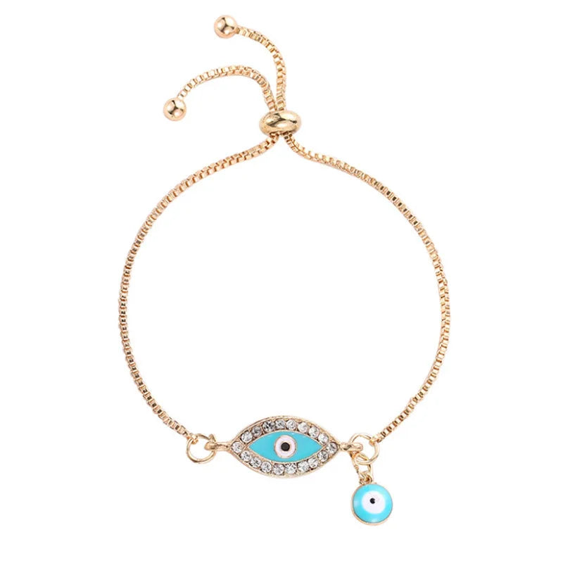 Adjustable Blue Eye National Style Bracelet Alloy Pendant Fashion Jewelry for Women Bracelets