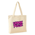Letter Print Large Capacity 12oz Natural Cotton Canvas Shopping Tote Bag