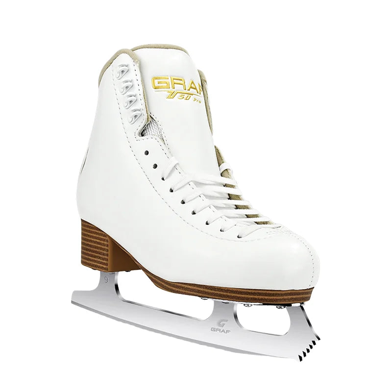 Popular Kid Adult Ice Skates Cotton Fabric Synthetic Leather Figure Skate Boots GRAF U50PRO High Quality Carbon Steel Blades