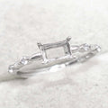 Sterling Silver 4*6mm Semi Mount Ring Square Shape Empty Frame Blank Claws Setting S925 Base Without Center Stone for Inlay DIY