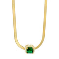 2.3MM Gold Plated Snake Chain Princess Cut Green Cubic Zirconia 925 Sterling Silver Pendant Necklaces for Women Fashion Jewelry