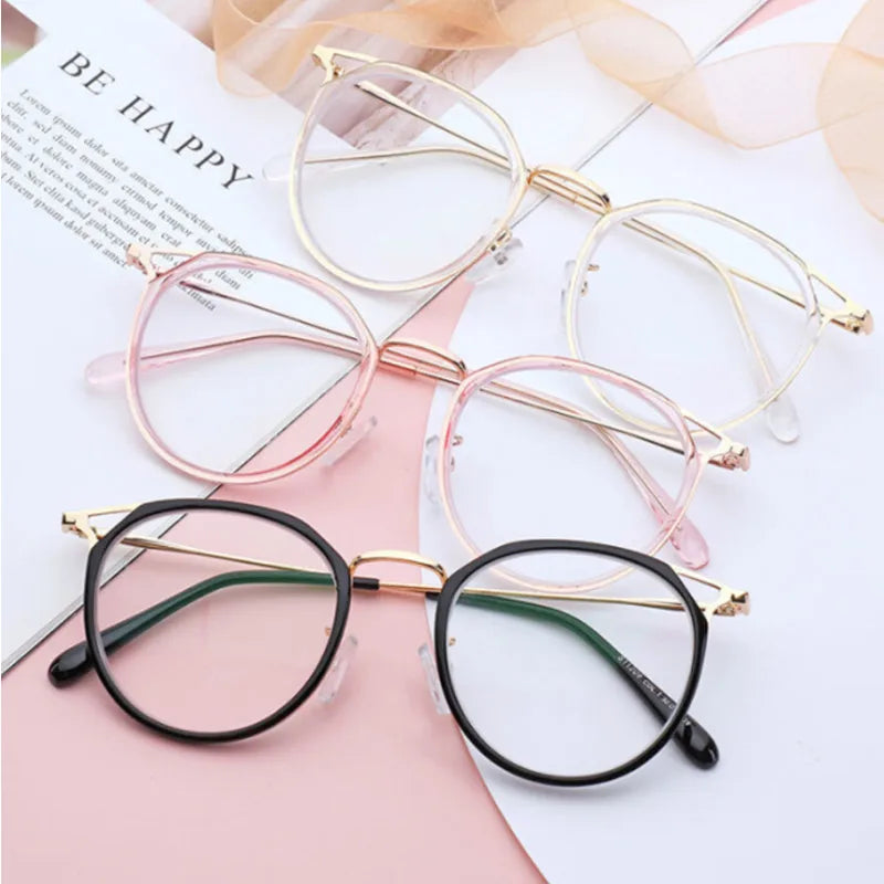 New Retro Round Cat Eye Glasses Frames Creative Fashion Women Anti Blue Eye Glasses Frames