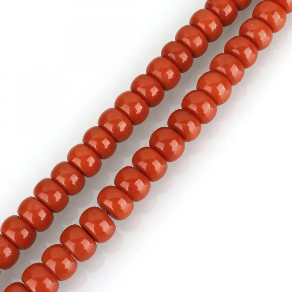 Wholesale DIY Round Polished Dyed Sea Bamboo Coral Beads Reddish Orange Approx 16 Inch 753920