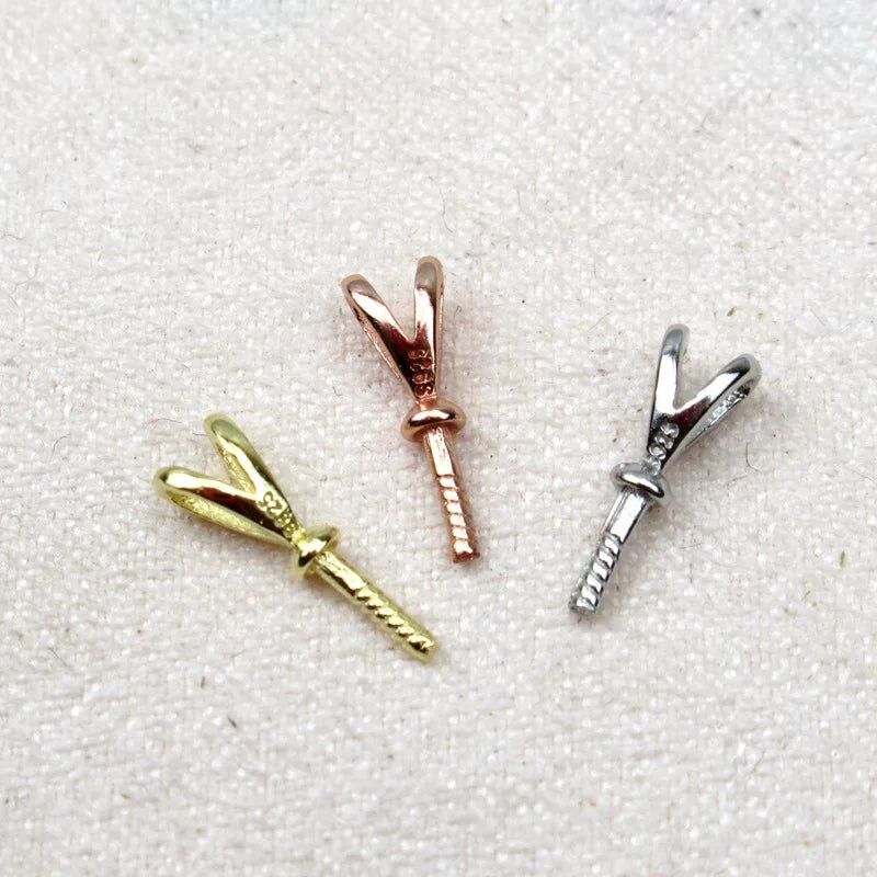 Wholesale Bail Pendants Clip Clasp 925 Sterling Silver V Shaped Pins for Pearl Beads Pendant Jewelry Accessories