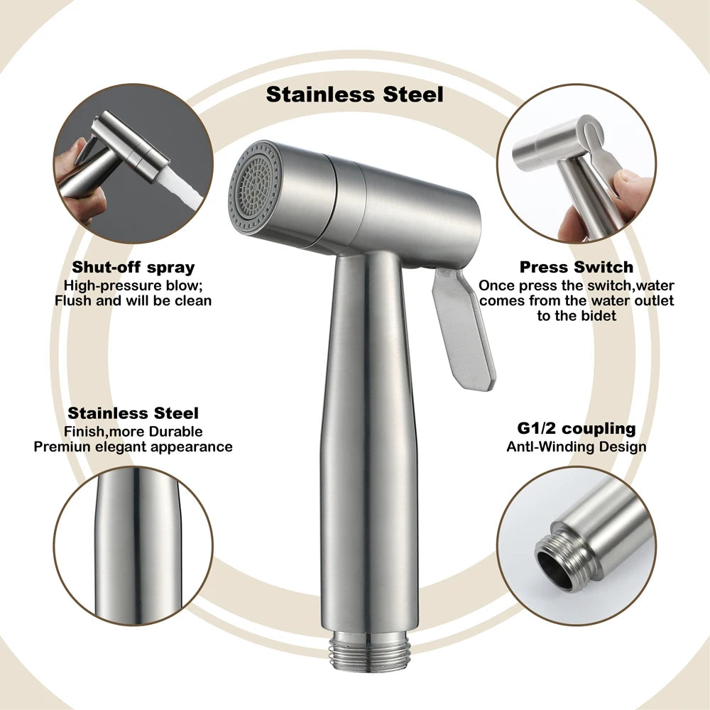 Dual Functions Bidet Toilet Sprayer Handheld Toilet Bidet Bottle High Pressure Spray Gun