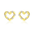Wholesale Sterling Silver 925 Heart Earrings Zircon Inlaid Love Heart Hollow Stud Gold Plated Trendy Style for Party or Gift