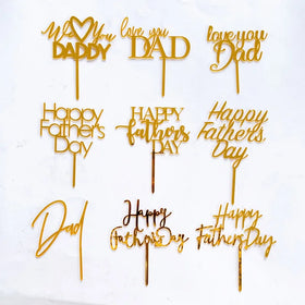 Happy Fathers Day Acrylic Cake Topper Love Cupcake Insert Card Party Supplies