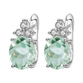 F0066 Abiding Fine Jewelry Custom New Product Dainty Silver Oval Prasiolite Green Amethyst Natural Gemstone Earrings