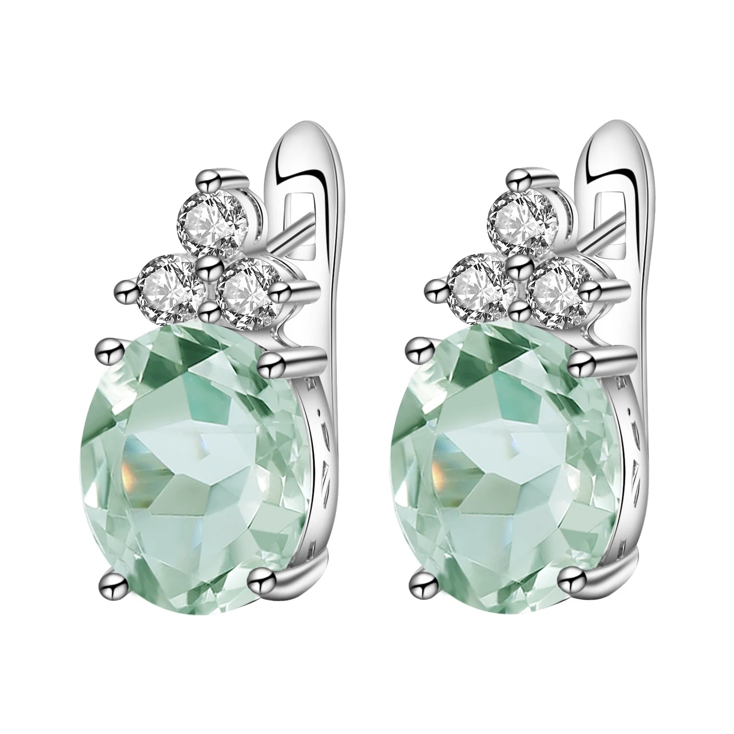 F0066 Abiding Fine Jewelry Custom New Product Dainty Silver Oval Prasiolite Green Amethyst Natural Gemstone Earrings