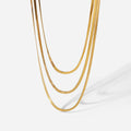 BJG0321N New Geometric 18K Gold Plated 3mm 3 Layer Stainless Steel Link Chain Necklace