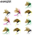 NEWMAJOR 10pcs/Box Hard Lure Fish Hooks Dry Fly Hooks for Trout Salmon Fishing Accessories for Freshwater River and Lake