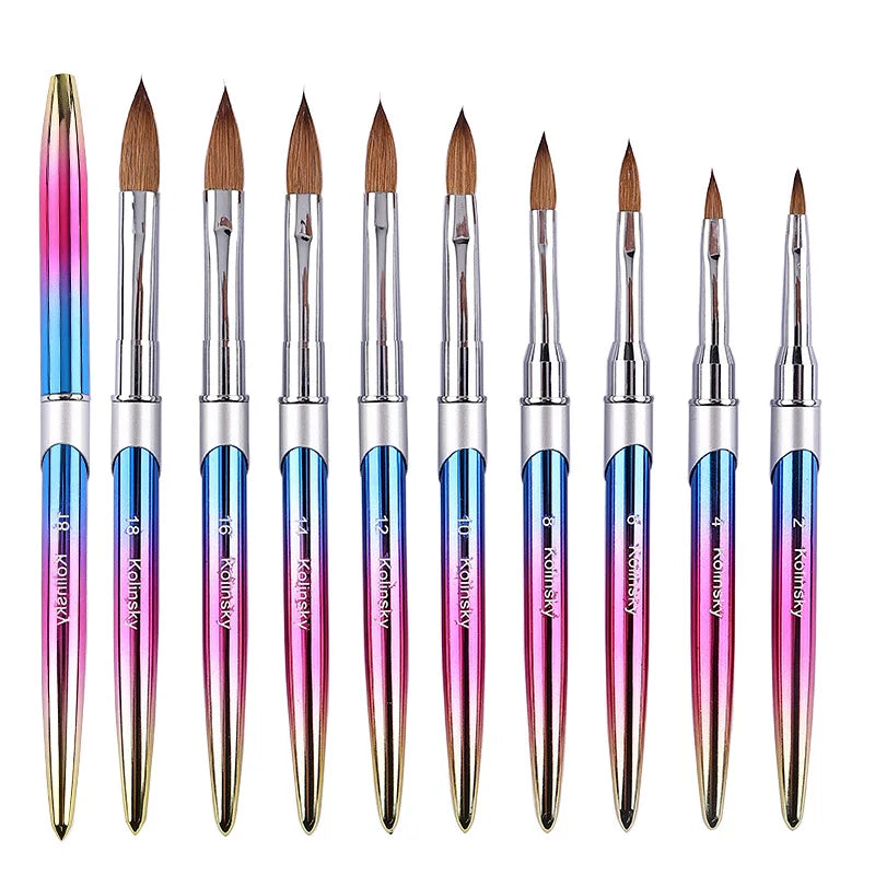 New Design Wooden Handle Metal Kolinsky Nail Brush Nail Art Acrylic Brush for Nail Art