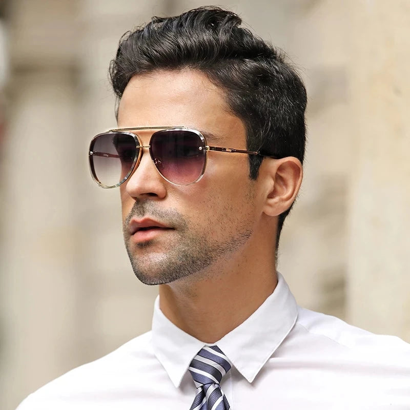 2025 Fashion Cool Men Mach Six Style Gradient Sunglasses Vintage Pilot Brand Design Sun Glasses Oculos De Sol