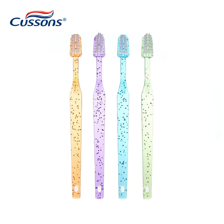High Quality Transparent Glitter Kids Toothbrush BPA-Free Plastic Handle Soft Bristle Manual Toothbrush for Home & Hotel Use