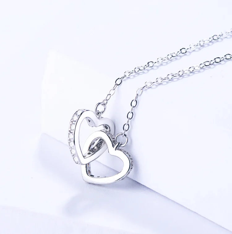 Heart Shape Interlock 925 Sterling Silver Heart Necklace