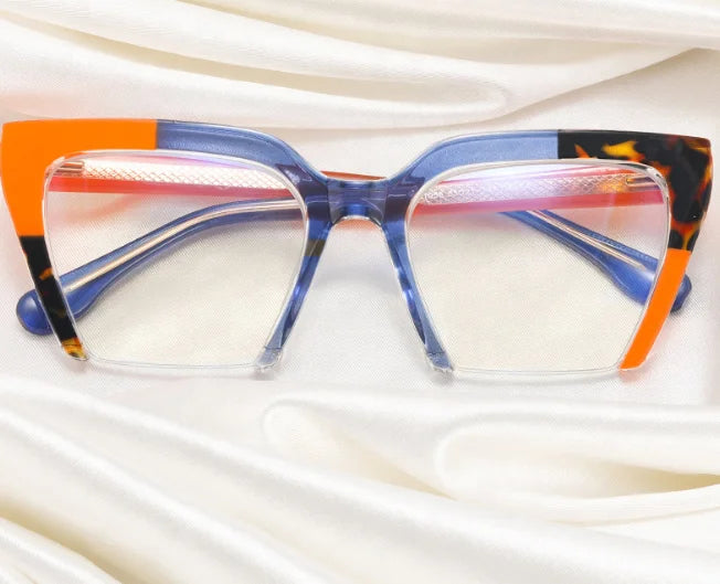 Jiuling Eyewear Newest Vintage Clear Glasses Optical Eyeglasses Frame Square Anti Blue Light Eyeglasses Big Half Glasses Frame