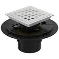 Factory Wholesale 4 Inch 304 Stainless Steel Floor Drain Square Hole Grate Vertical Outlet Flange Brushed Bathroom Shower Drain