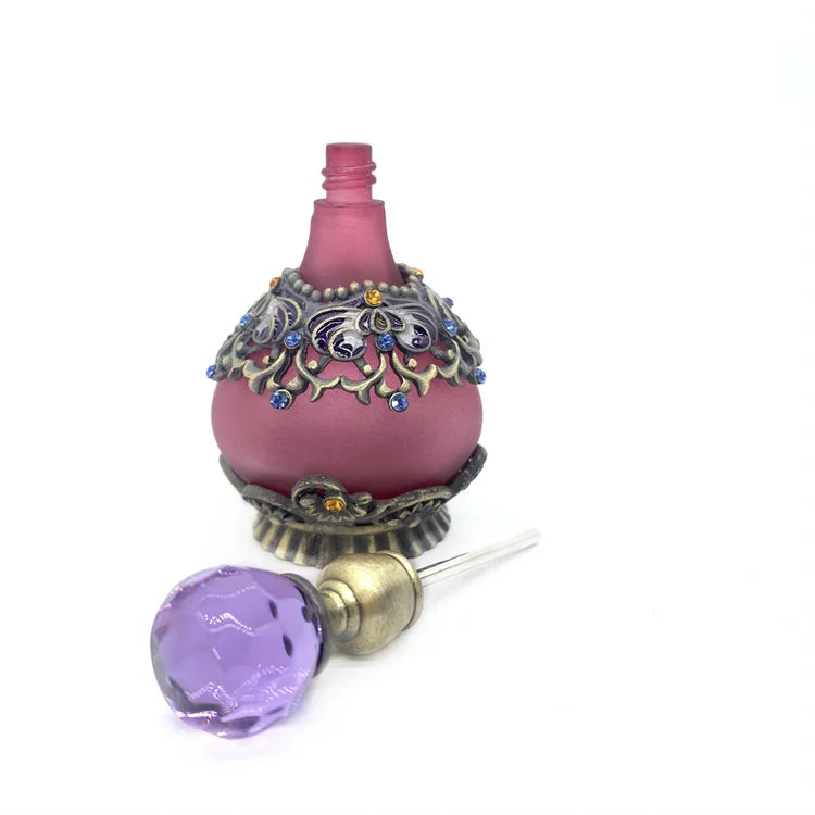 25ml Dubai Arabian Zinc Alloy Perfume Bottle Essential Oil Attar Bottle Handmade Crafts Metal Glass Bottle in Stock