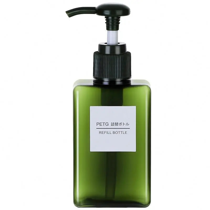 Luxury Clear Green Pink Square Empty Cosmetic Lotion Pump Bottle Plastic PETG Shampoo Liquid Soap Bottles