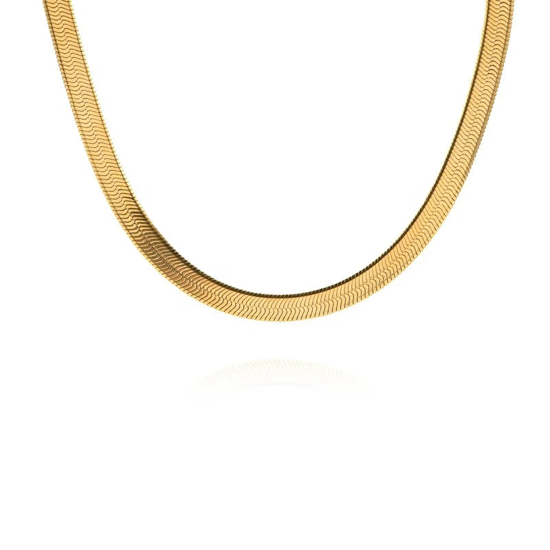 Factory Wholesale Hot Sale Stainless Steel 18K Gold Plated Herringbone Link Chain  Necklace