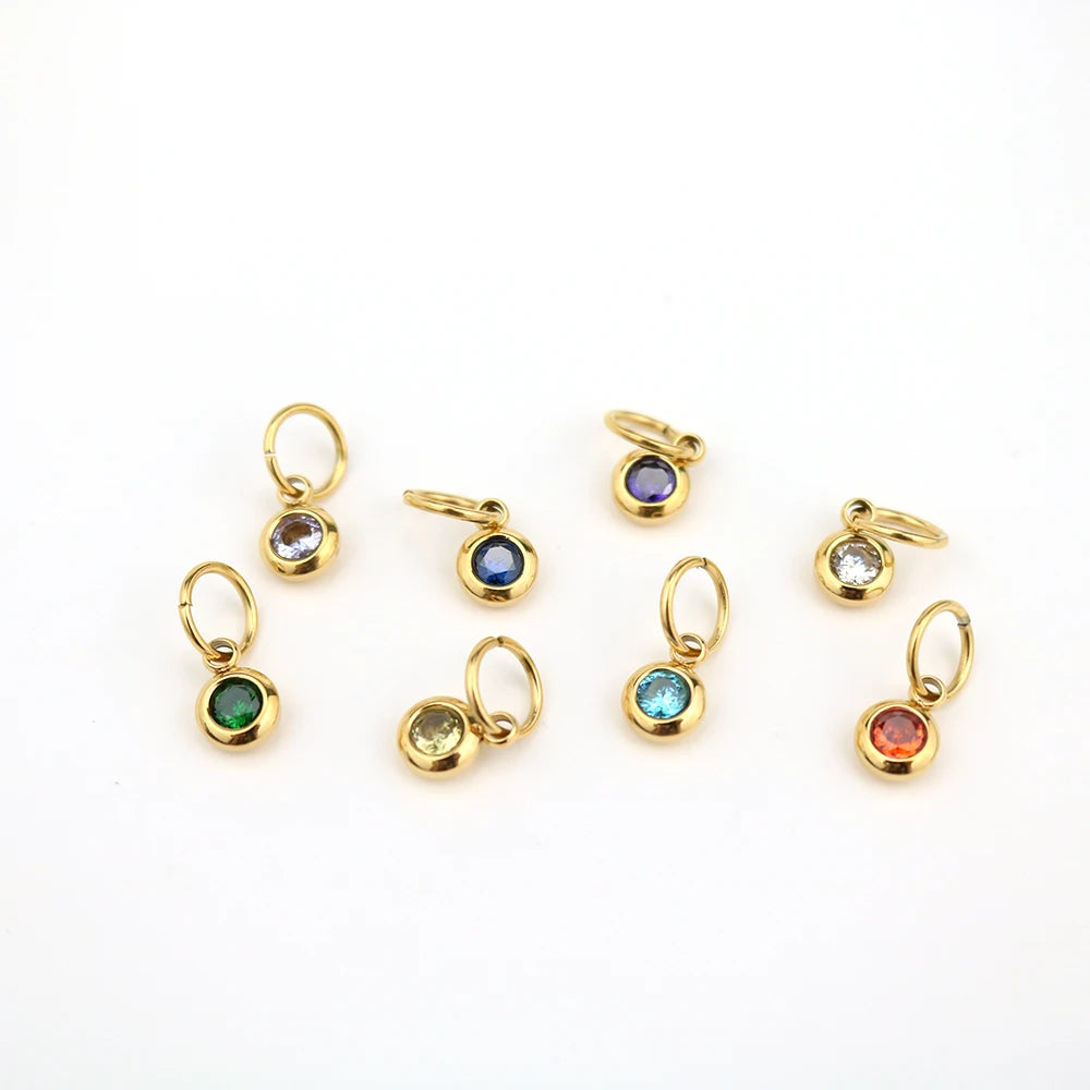 Multi Color Gold Plated Birthstone Pendant Diy Chain New Wish Stone Pendant December Month Birthstone Crystal