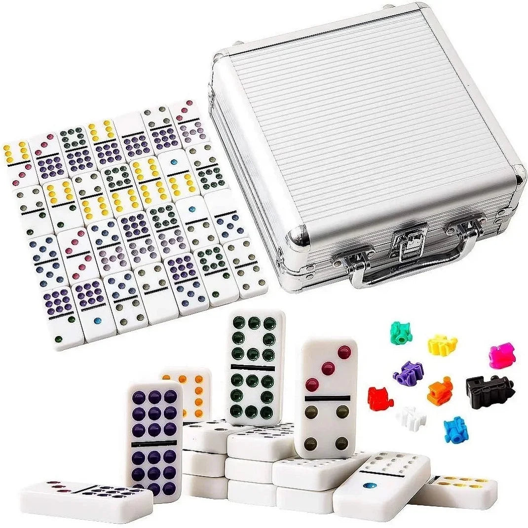 Beecomely Custom Domino Set Mexican Train Double Twelve Digital Mikado Game 91 Chips Melamine Color Dots Dominoes Indoor/Outdoor