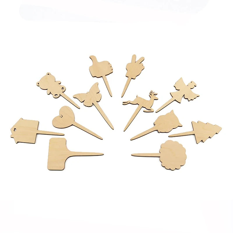 Custom T-Shape Wooden Plant Labels Gardening Bonsai Ornament Nursery Pots Seeding Wood Sign Tags Garden Flowers Markers Tools