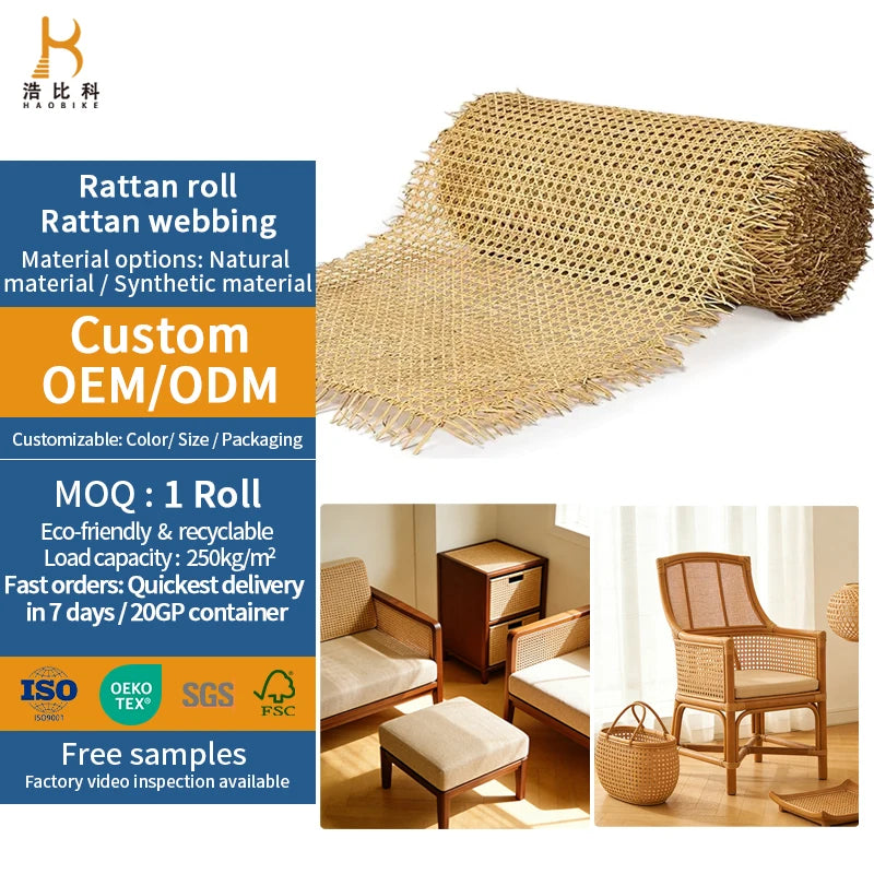 Free Sample Rattan Cane Material Wicker Weave Mesh Webbing Rotin Natural Cane Ratan Sheet for Cabinet